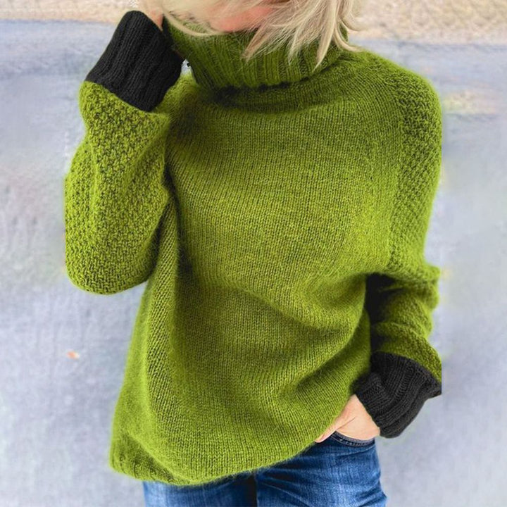 PureWear® - Grüner Print Pullover mit hohem Halsausschnitt