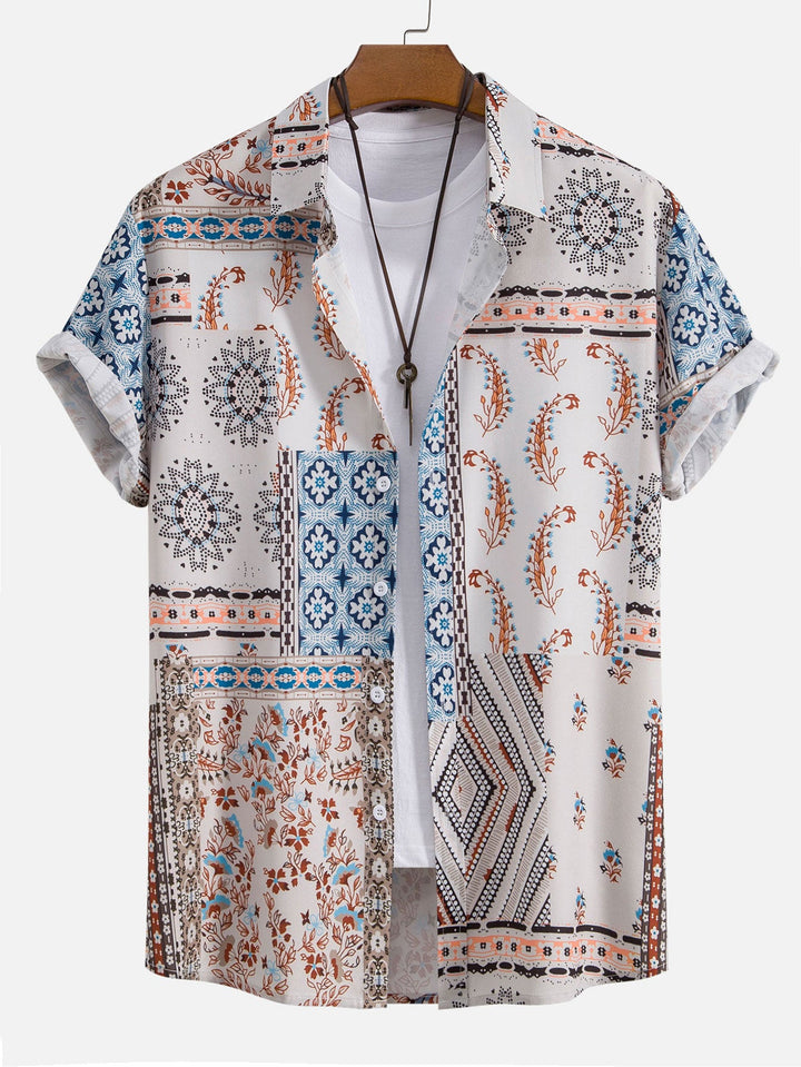 Schal Print Button Up Shirt #Zufälliges Muster Design