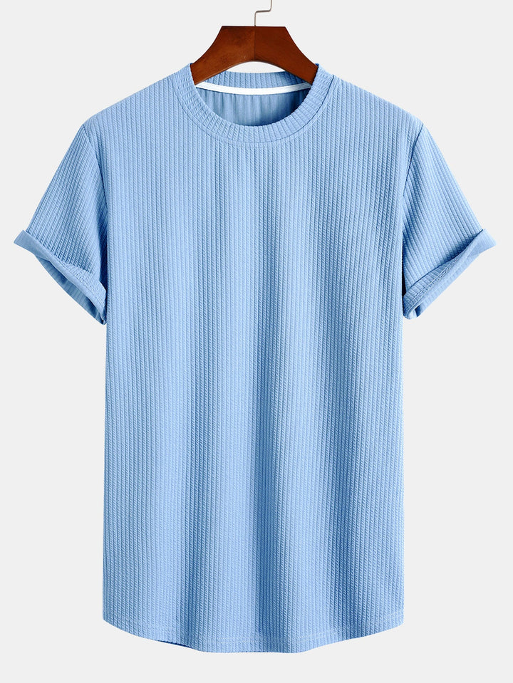 Muscle Fit T-Shirt mit geripptem Bogensaum