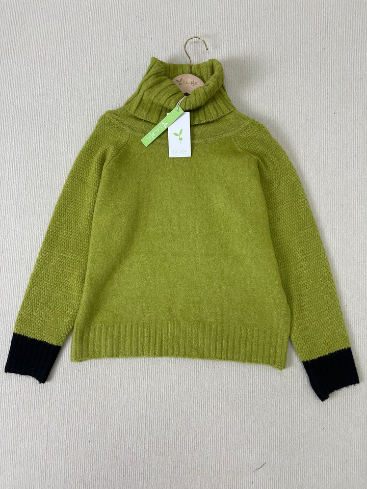 PureWear® - Grüner Print Pullover mit hohem Halsausschnitt
