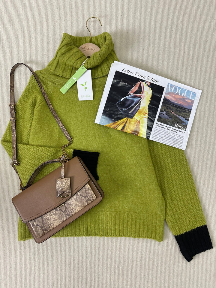 PureWear® - Grüner Print Pullover mit hohem Halsausschnitt