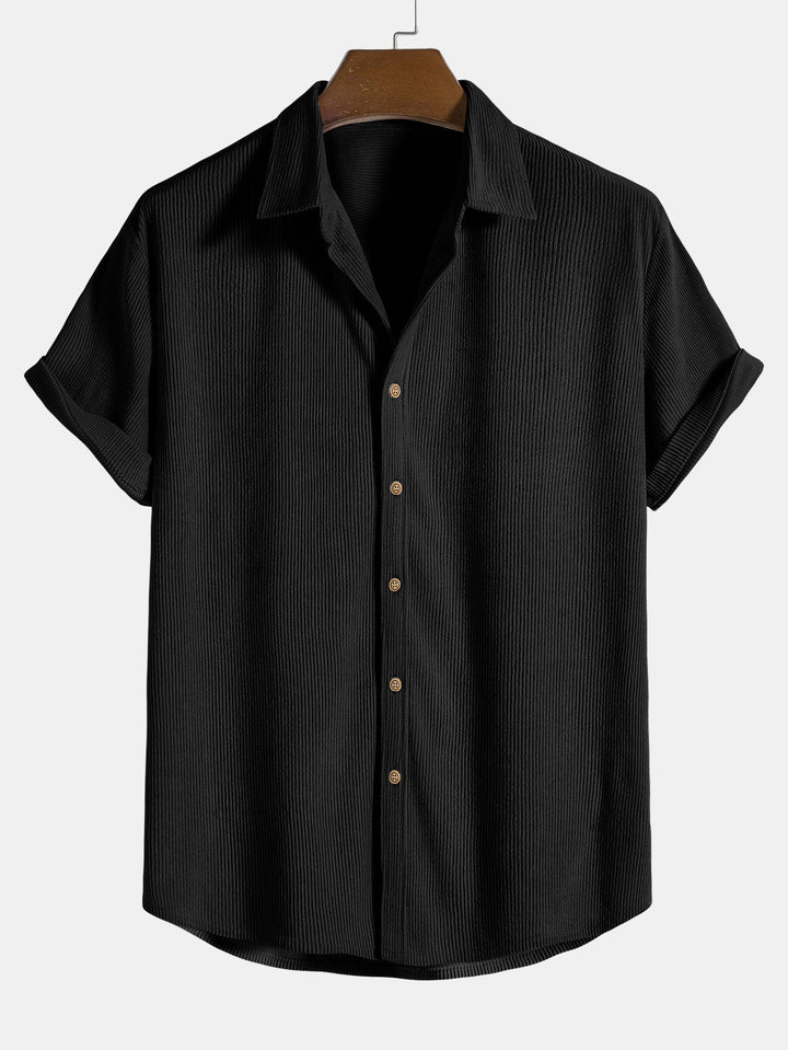 Corduroy Button Up Short Sleeved Shirt & Straight Leg Corduroy Pants