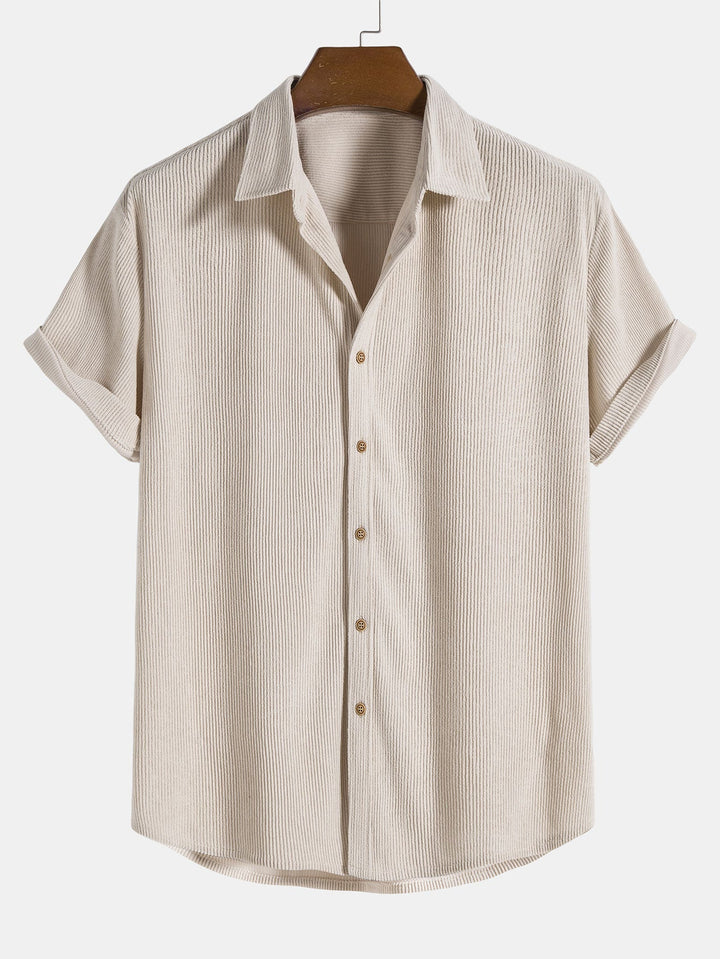 Corduroy Button Up Short Sleeved Shirt & Straight Leg Corduroy Pants