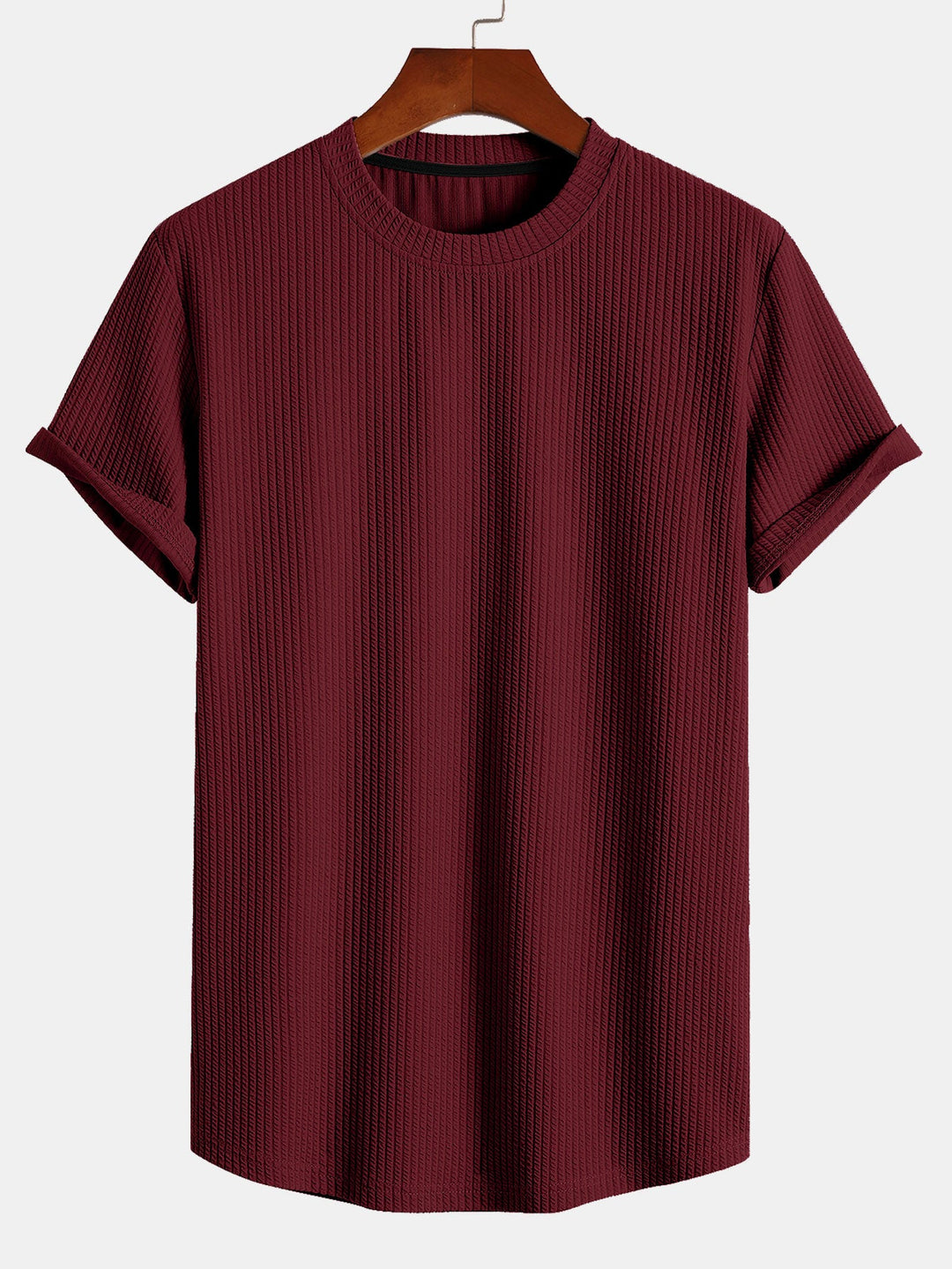 Muscle Fit T-Shirt mit geripptem Bogensaum
