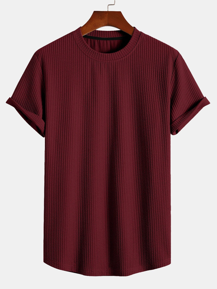 Muscle Fit T-Shirt mit geripptem Bogensaum