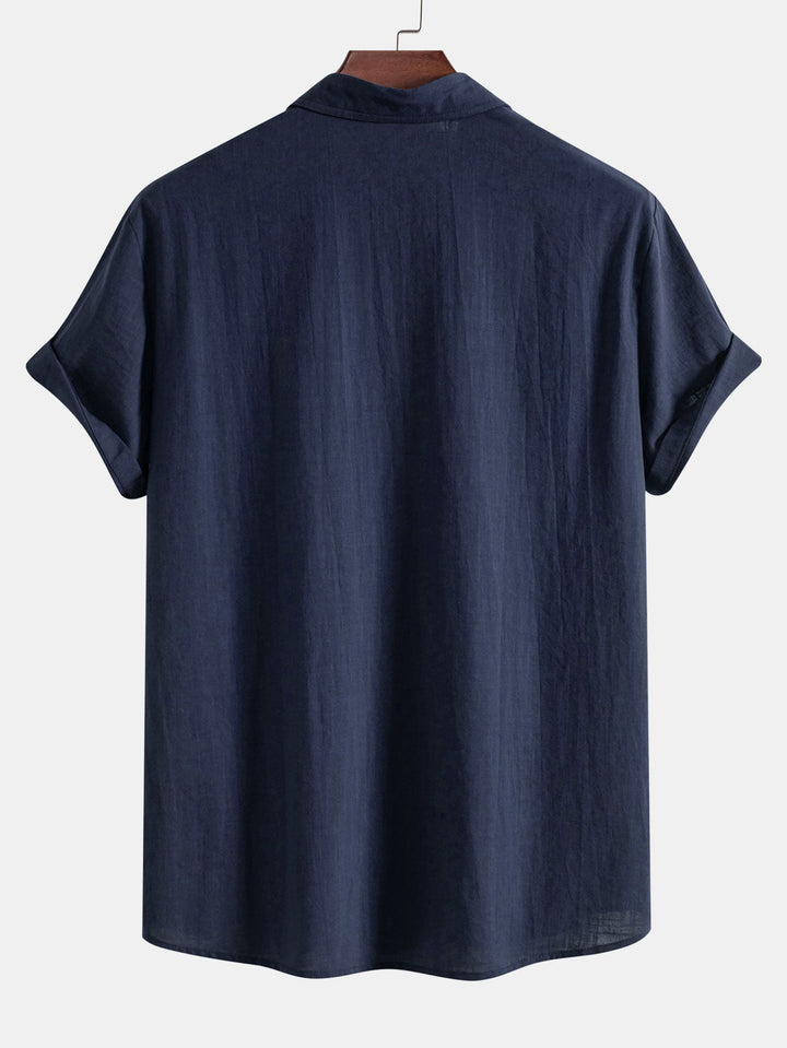 Geometric Print Linen Look Shirt