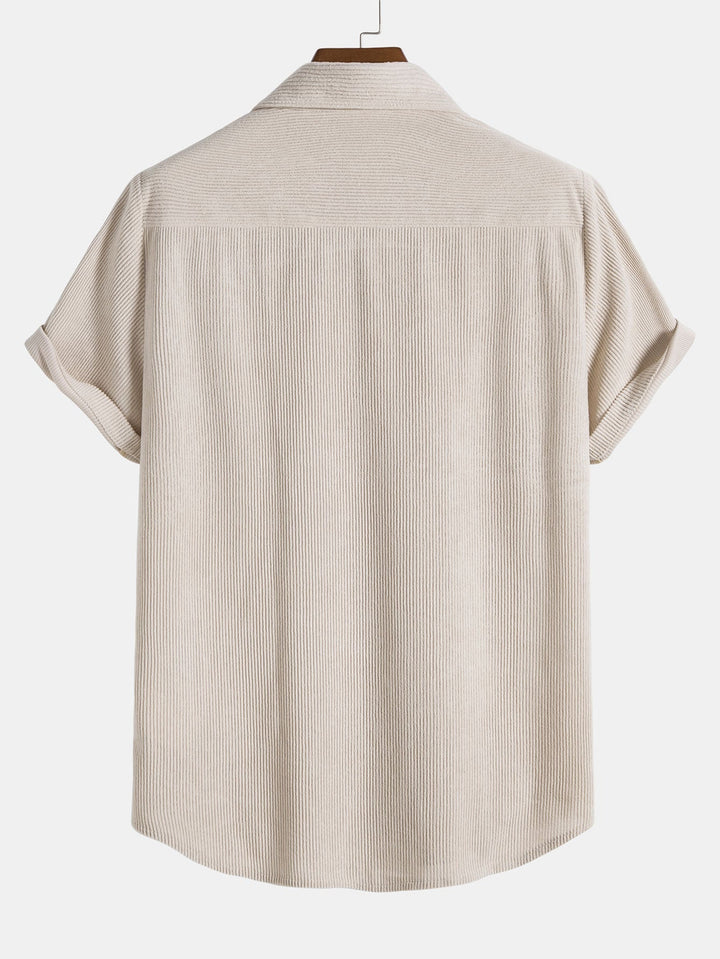 Corduroy Button Up Short Sleeved Shirt & Straight Leg Corduroy Pants