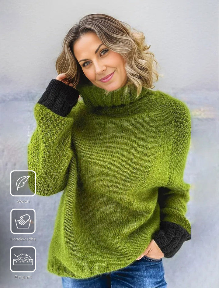 PureWear® - Grüner Print Pullover mit hohem Halsausschnitt