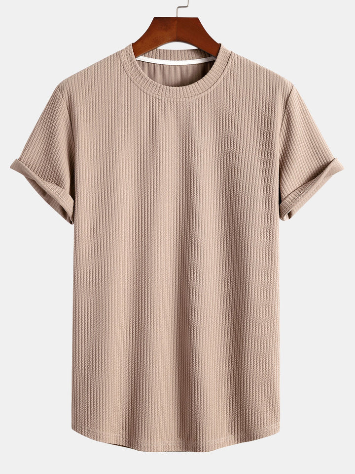 Muscle Fit T-Shirt mit geripptem Bogensaum