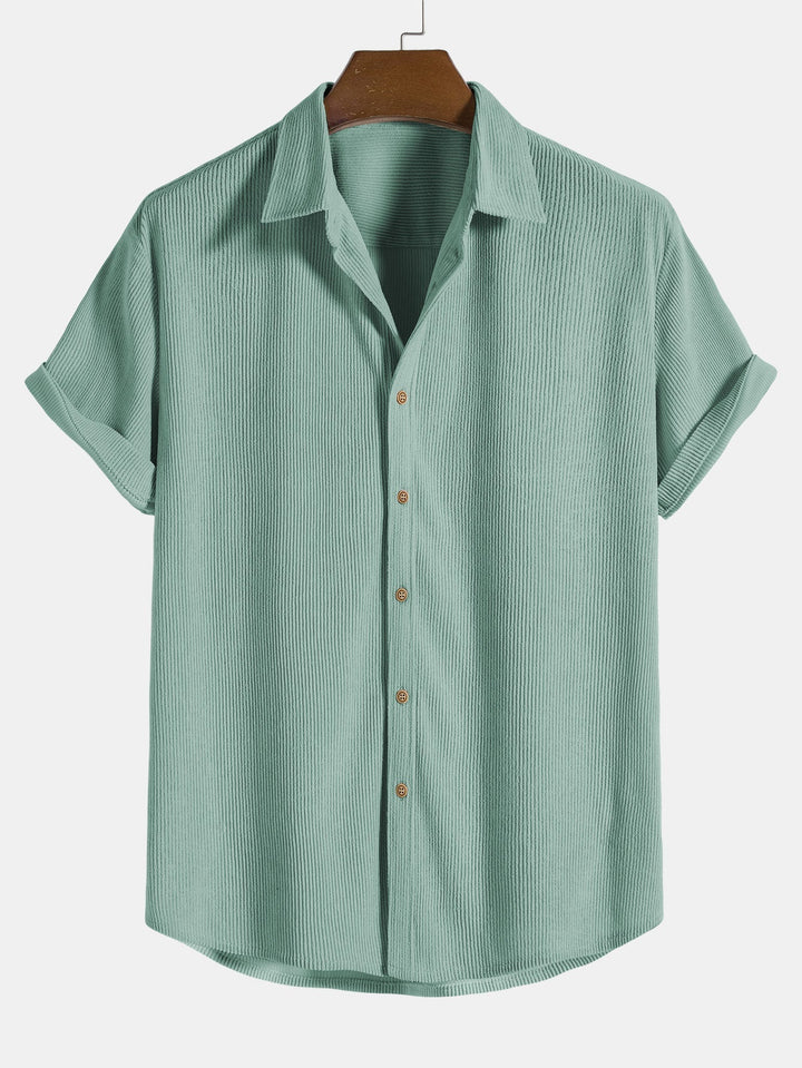 Corduroy Button Up Short Sleeved Shirt & Straight Leg Corduroy Pants