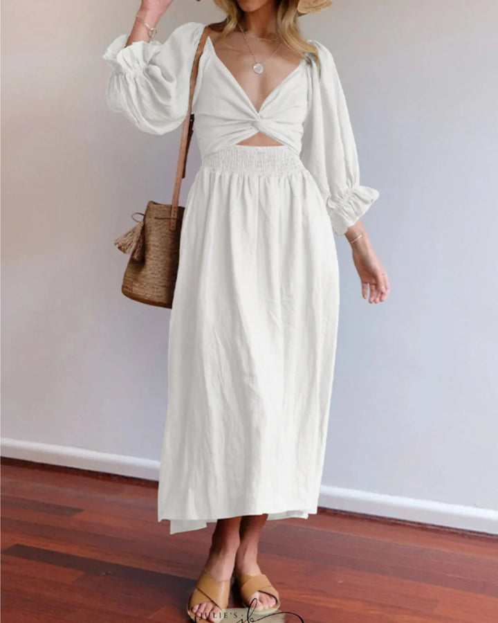 ALICIA™ - FRANZÖSISCHES KLEID MIT RÜSCHENÄRMELN