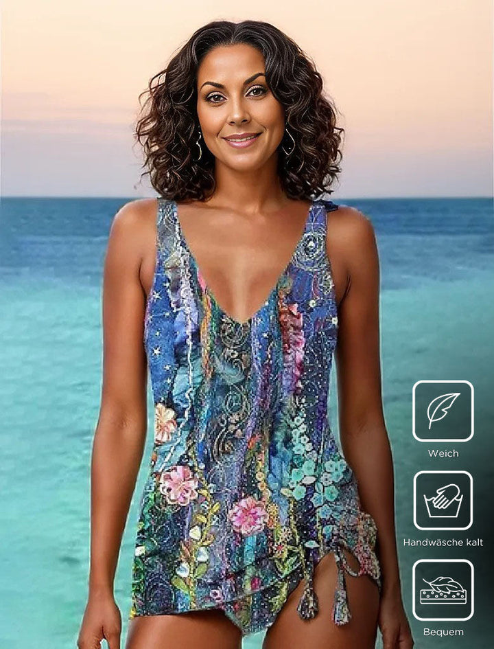 SpringStil® - Quaste Oceanic Blue Print Tankini Badeanzug