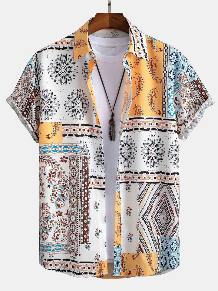 Schal Print Button Up Shirt #Zufälliges Muster Design