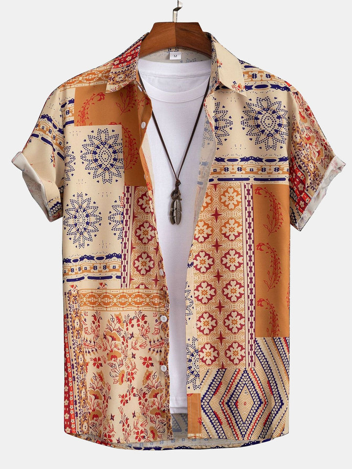 Schal Print Button Up Shirt #Zufälliges Muster Design