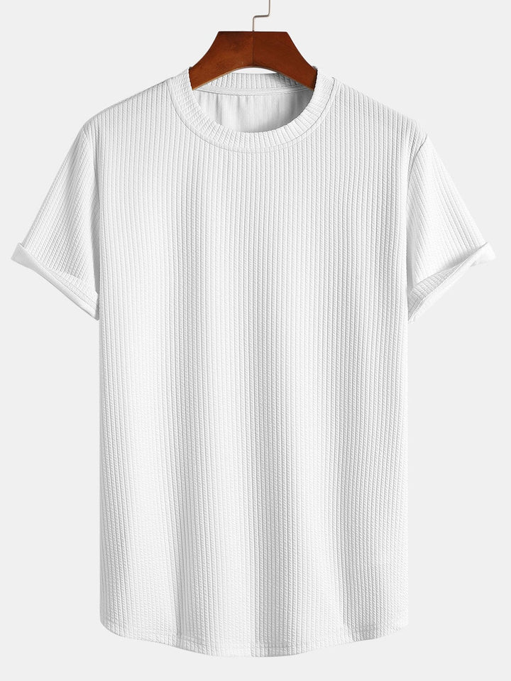 Muscle Fit T-Shirt mit geripptem Bogensaum